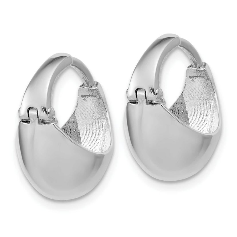 Sterling Silver Rhodium-plated Polished Hinged Huggie Hoop Earrings