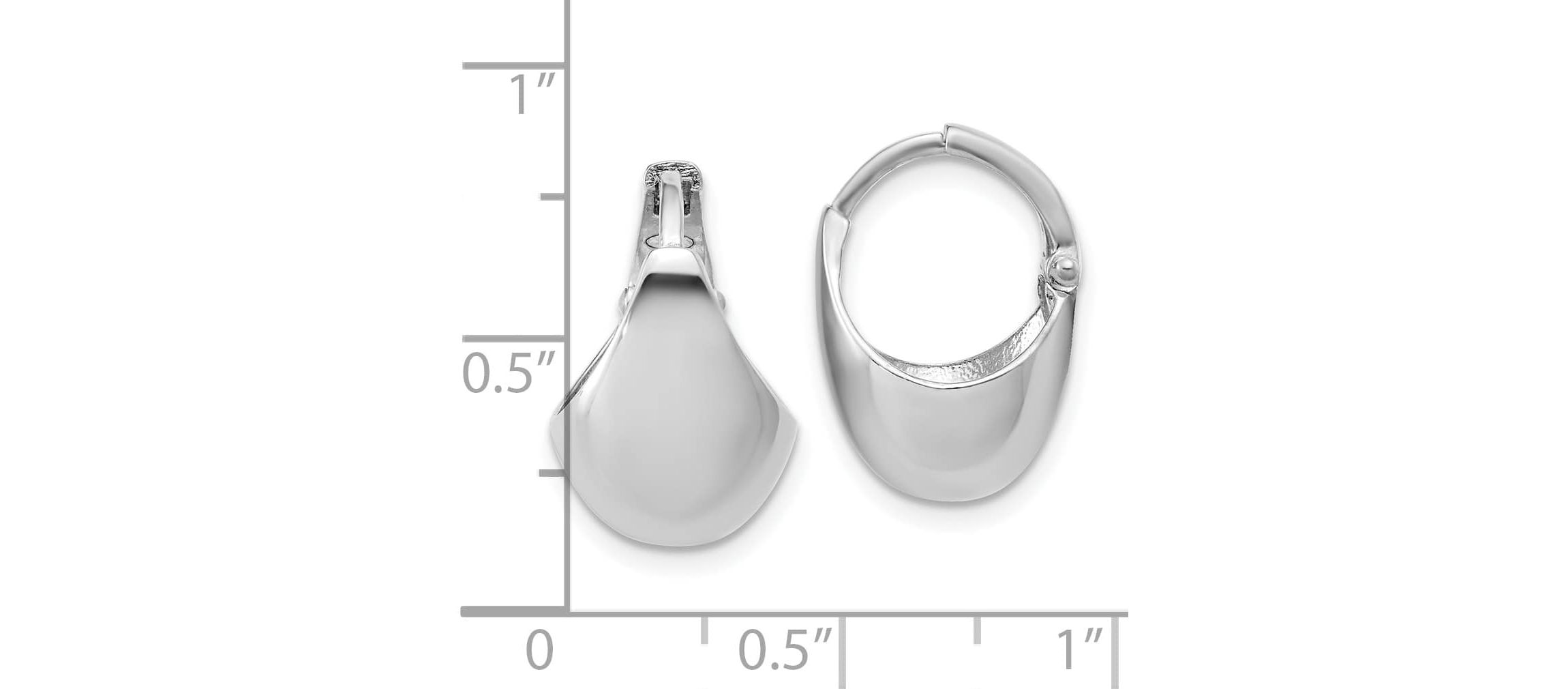 Sterling Silver Rhodium-plated Polished Hinged Huggie Hoop Earrings