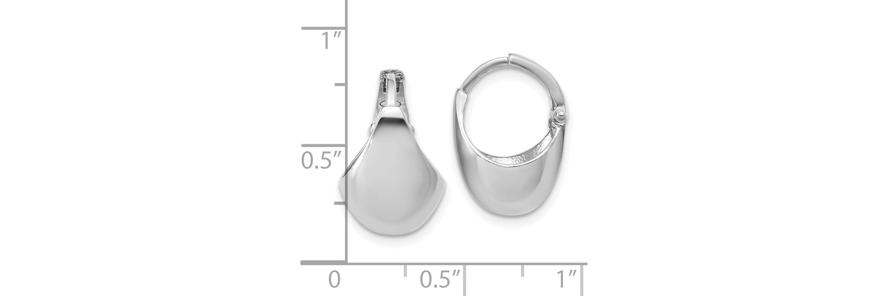 Sterling Silver Rhodium-plated Polished Hinged Huggie Hoop Earrings
