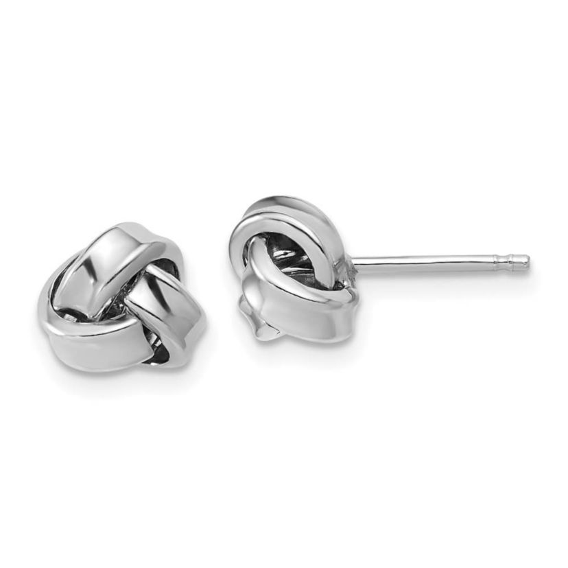Sterling Silver Rhodium-plated Polished Love Knot Post Earrings