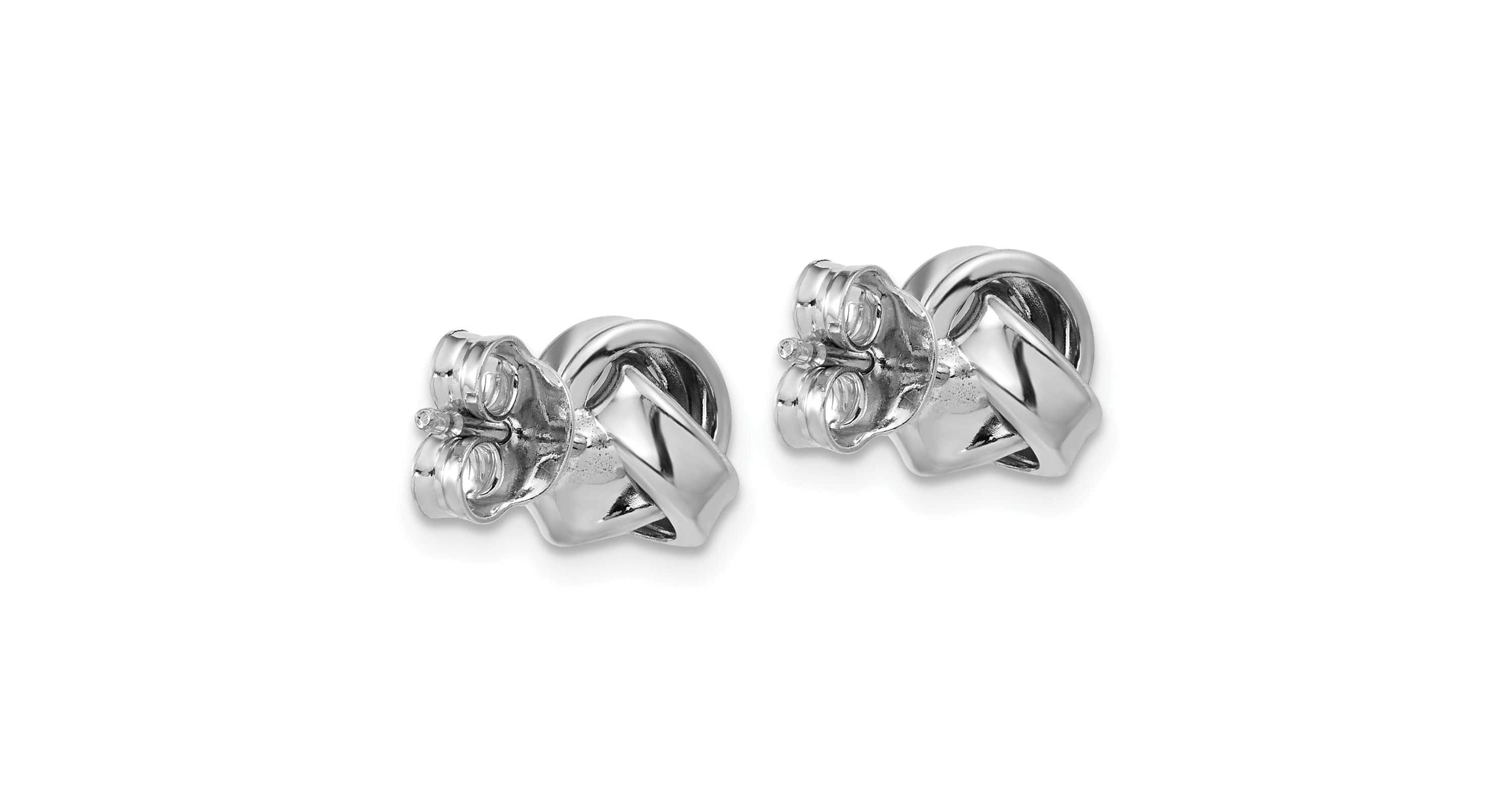 Sterling Silver Rhodium-plated Polished Love Knot Post Earrings