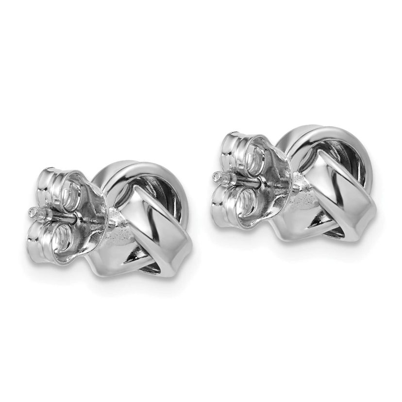 Sterling Silver Rhodium-plated Polished Love Knot Post Earrings
