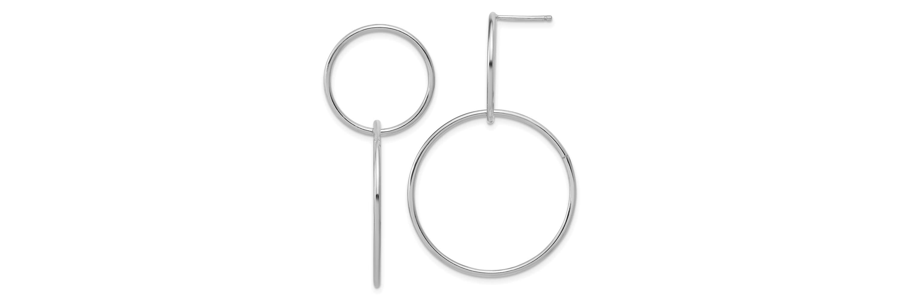 Sterling Silver Rhodium-plated Polished Circles Post Dangle Earrings