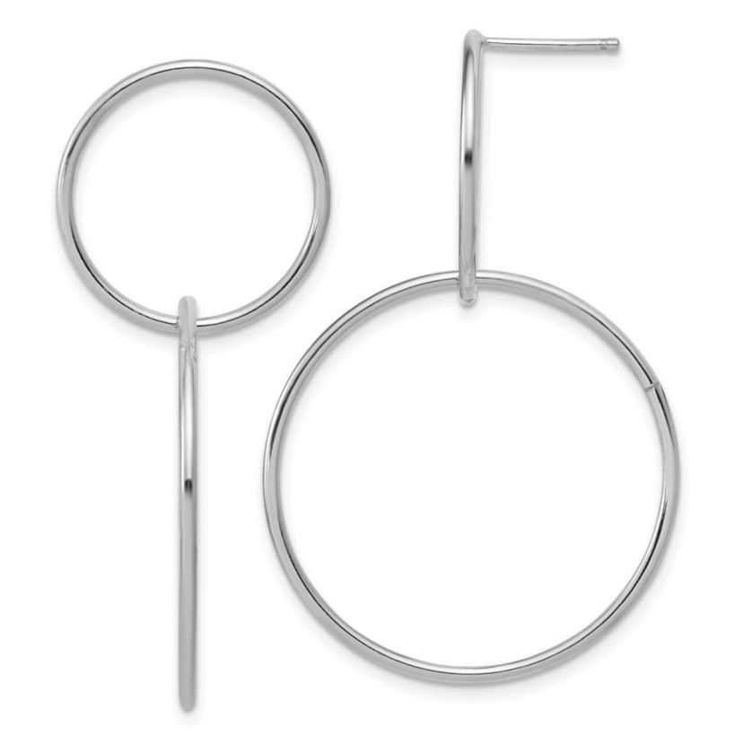 Sterling Silver Rhodium-plated Polished Circles Post Dangle Earrings