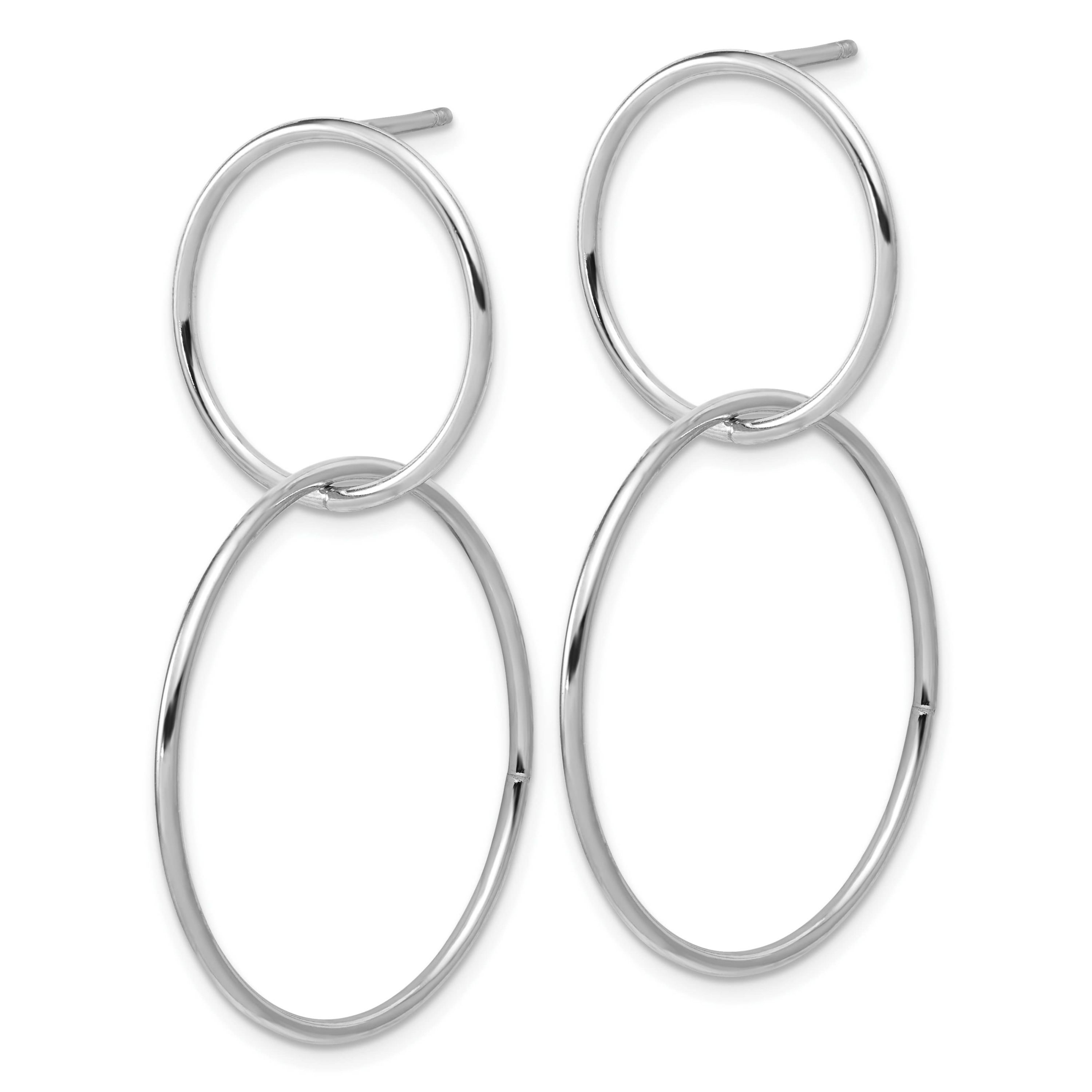 Sterling Silver Rhodium-plated Polished Circles Post Dangle Earrings