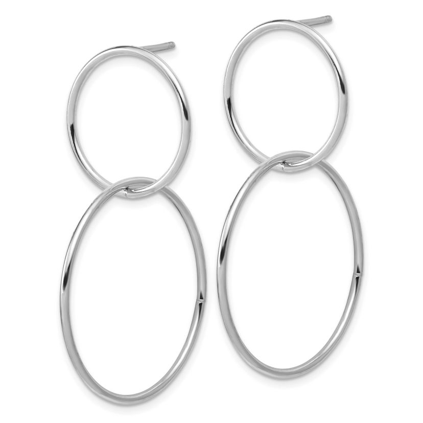 Sterling Silver Rhodium-plated Polished Circles Post Dangle Earrings