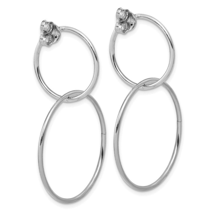 Sterling Silver Rhodium-plated Polished Circles Post Dangle Earrings