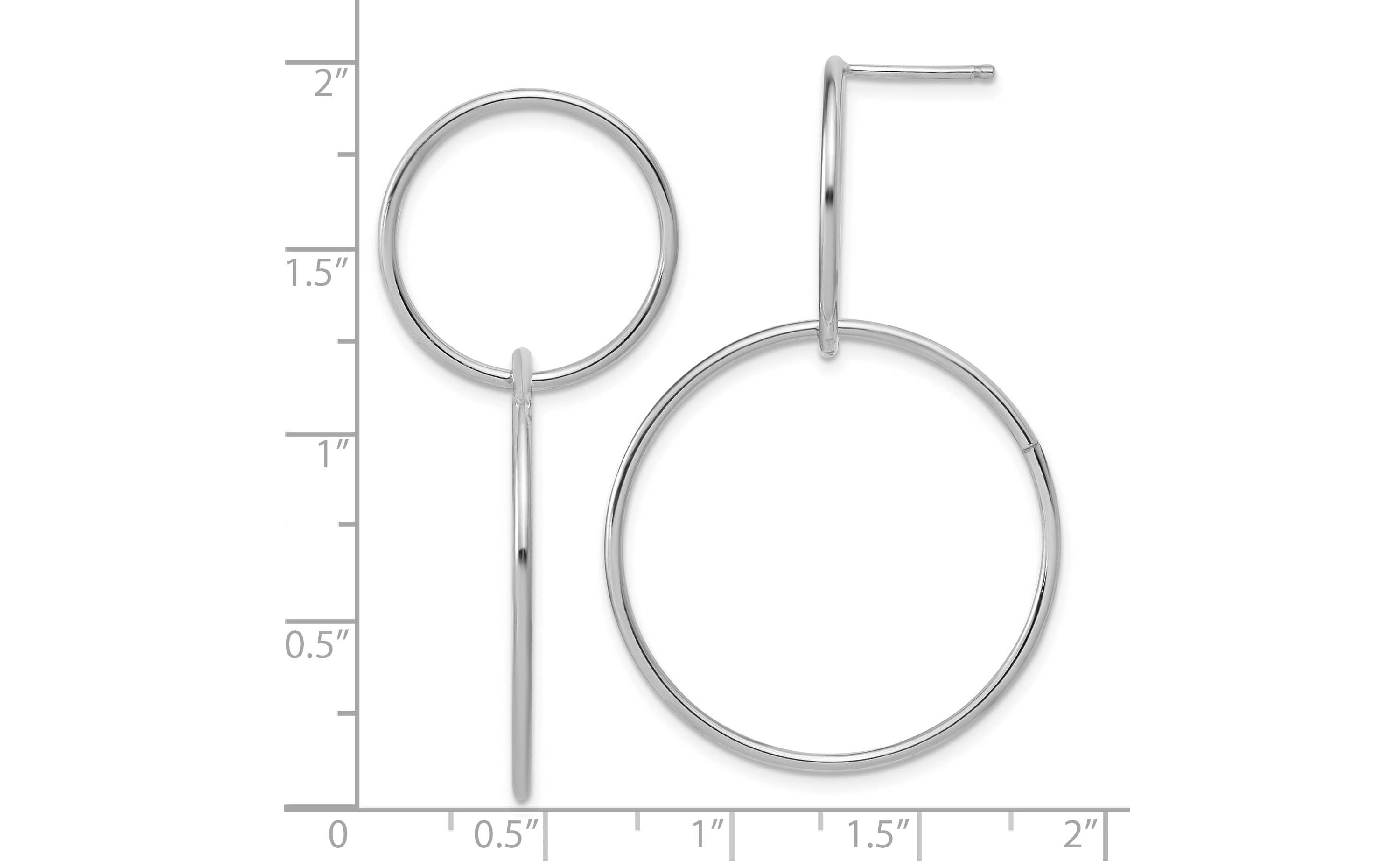 Sterling Silver Rhodium-plated Polished Circles Post Dangle Earrings
