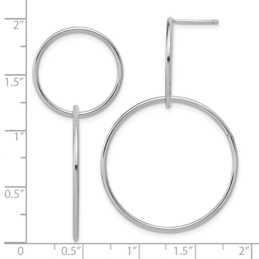 Sterling Silver Rhodium-plated Polished Circles Post Dangle Earrings