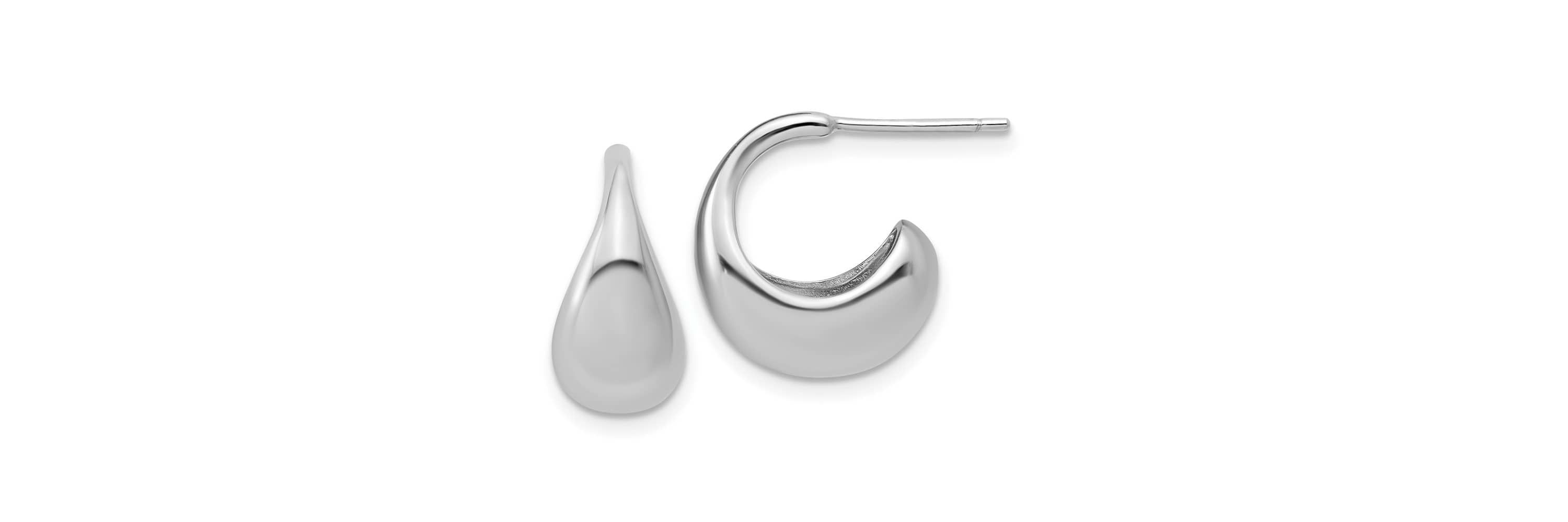 Sterling Silver Rhodium-plated Polished J-Hoop Earrings