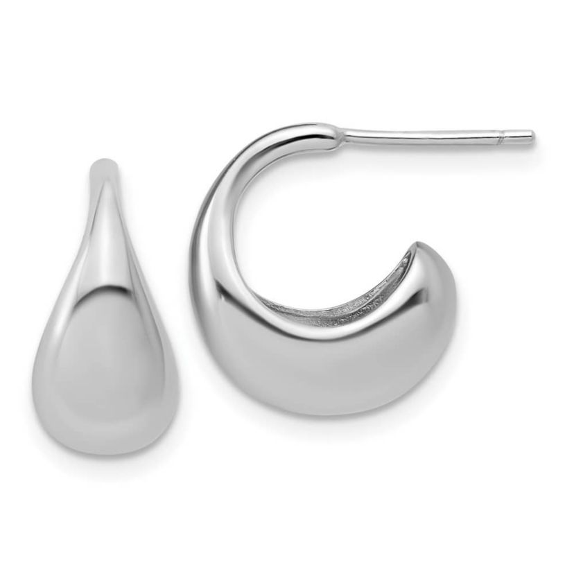 Sterling Silver Rhodium-plated Polished J-Hoop Earrings