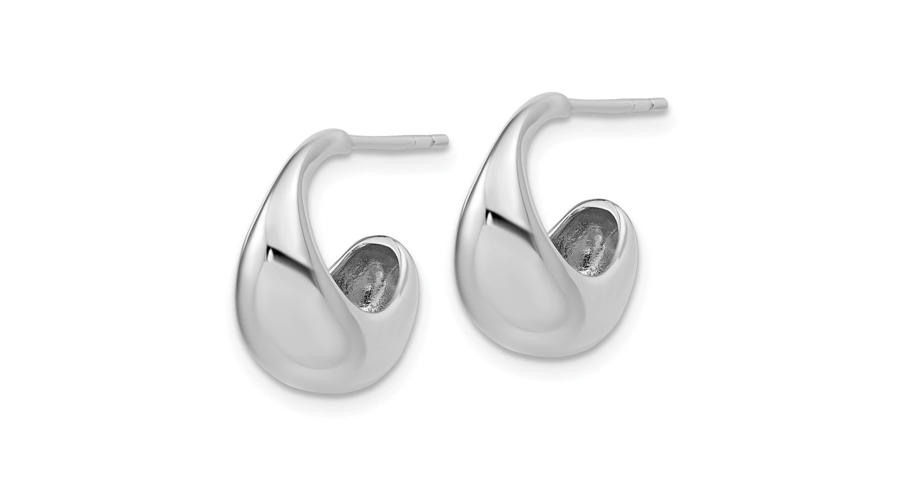 Sterling Silver Rhodium-plated Polished J-Hoop Earrings