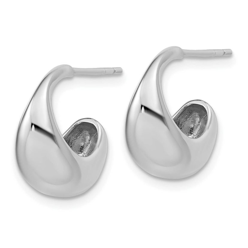 Sterling Silver Rhodium-plated Polished J-Hoop Earrings