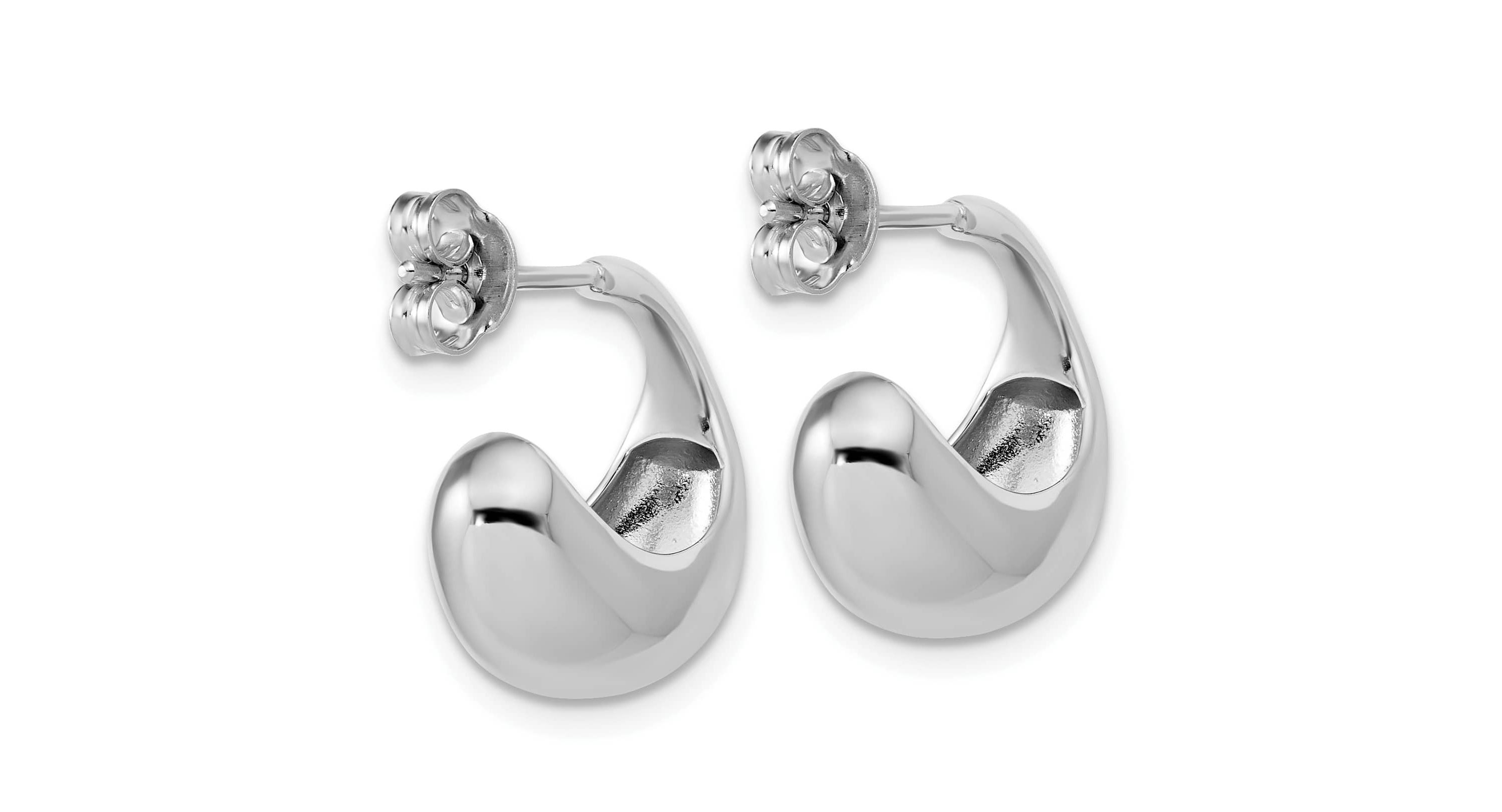 Sterling Silver Rhodium-plated Polished J-Hoop Earrings