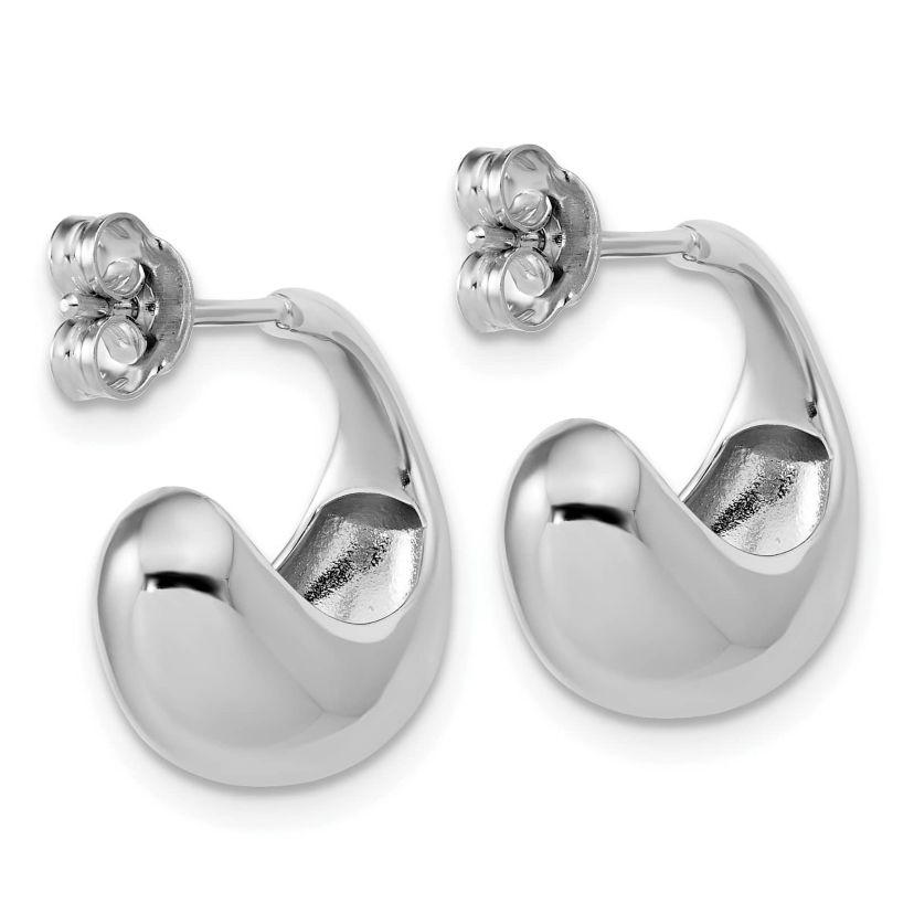 Sterling Silver Rhodium-plated Polished J-Hoop Earrings