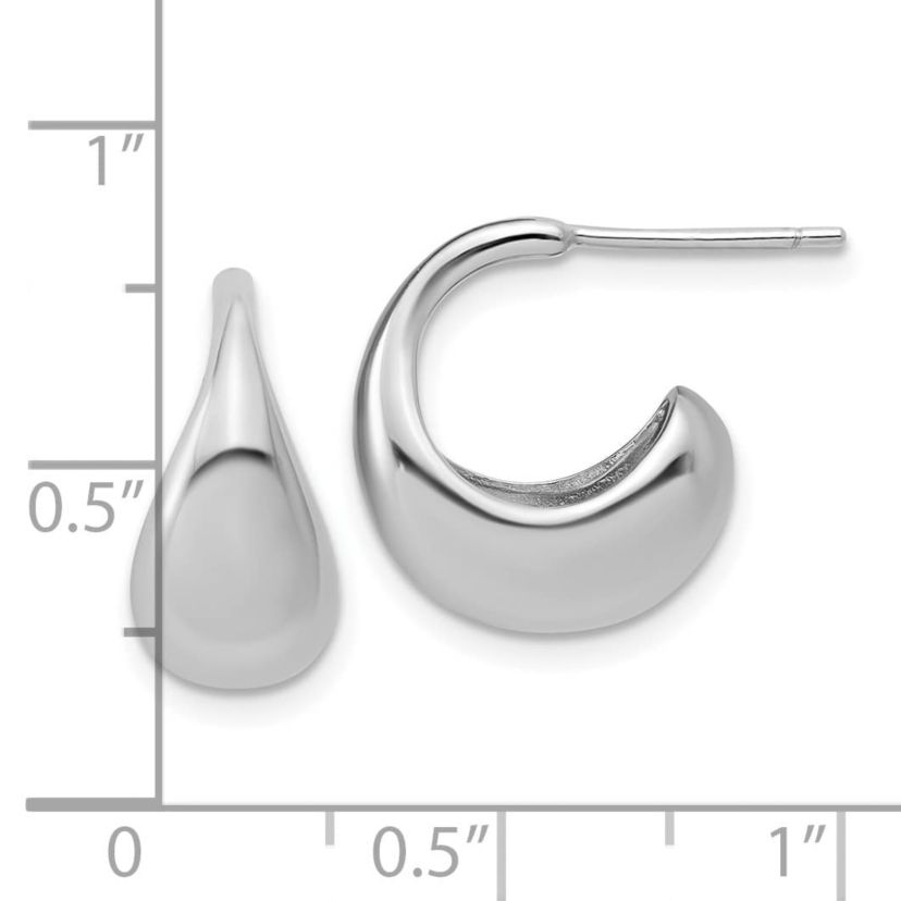 Sterling Silver Rhodium-plated Polished J-Hoop Earrings