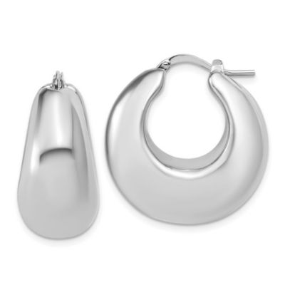 Belk & Co Sterling Silver Rhodium-plated Polished Puffed Hoop Earrings