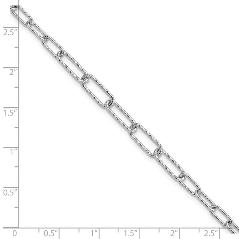 Sterling Silver Rhodium-plated Diamond-cut with 1 Inch Extension Link Bracelet