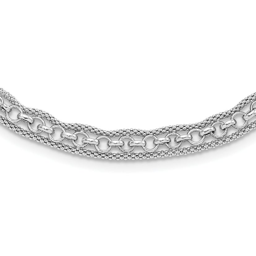 Sterling Silver Rhodium-plated Polished Fancy Necklace