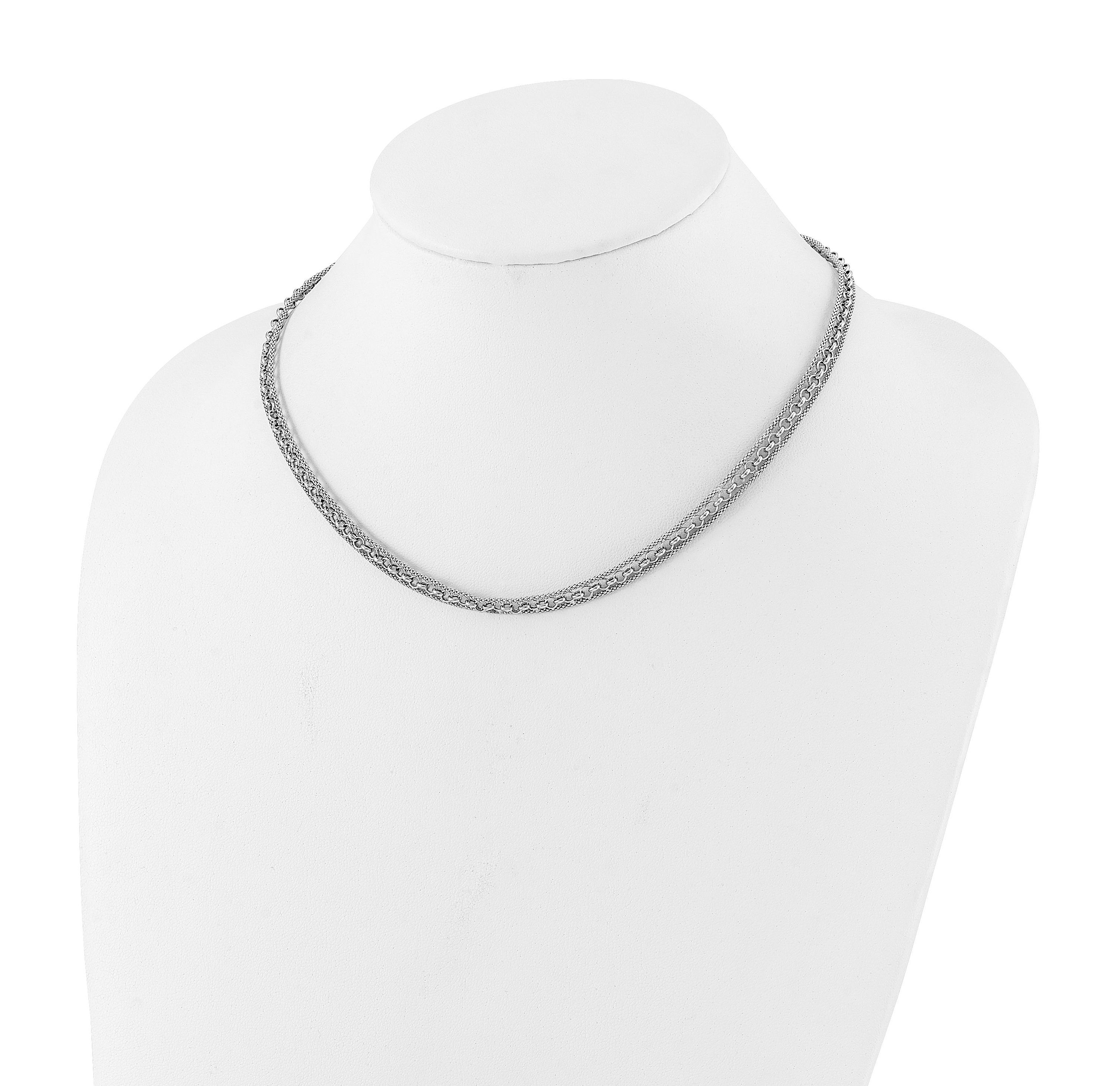 Sterling Silver Rhodium-plated Polished Fancy Necklace