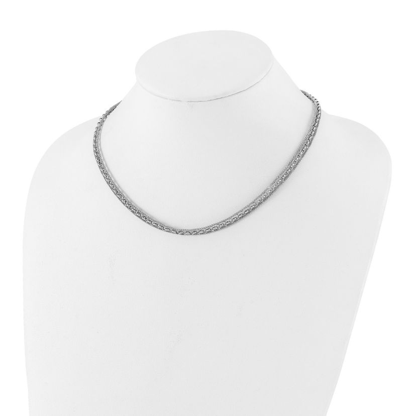 Sterling Silver Rhodium-plated Polished Fancy Necklace