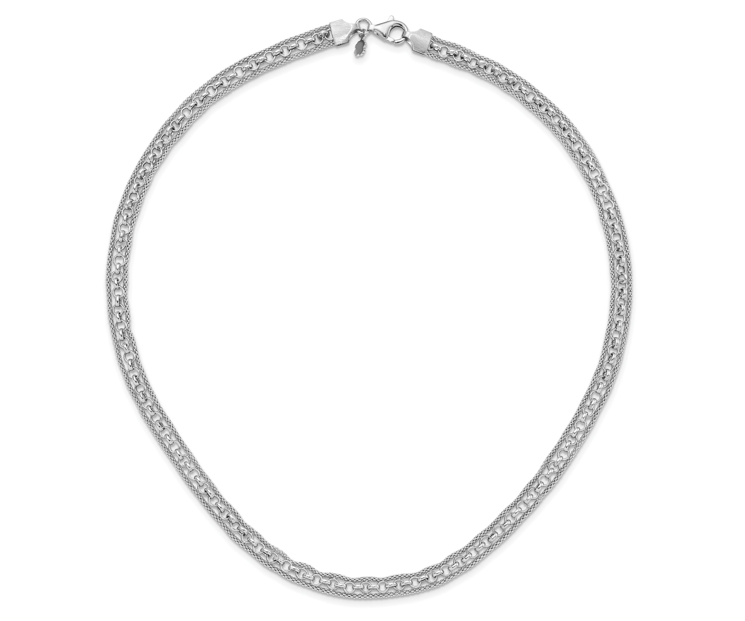 Sterling Silver Rhodium-plated Polished Fancy Necklace