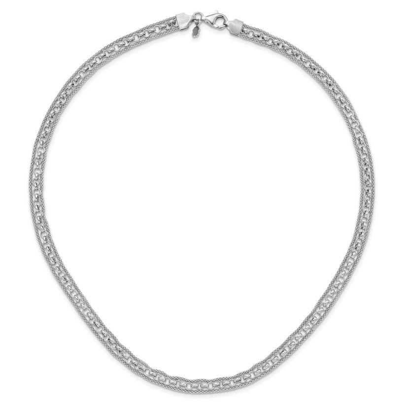 Sterling Silver Rhodium-plated Polished Fancy Necklace