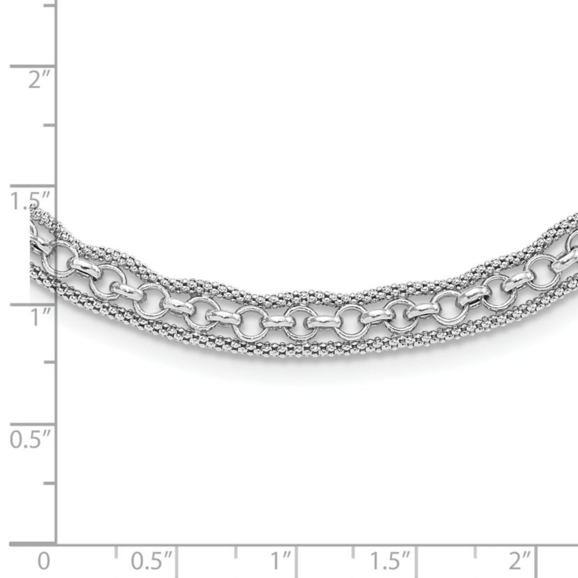 Sterling Silver Rhodium-plated Polished Fancy Necklace