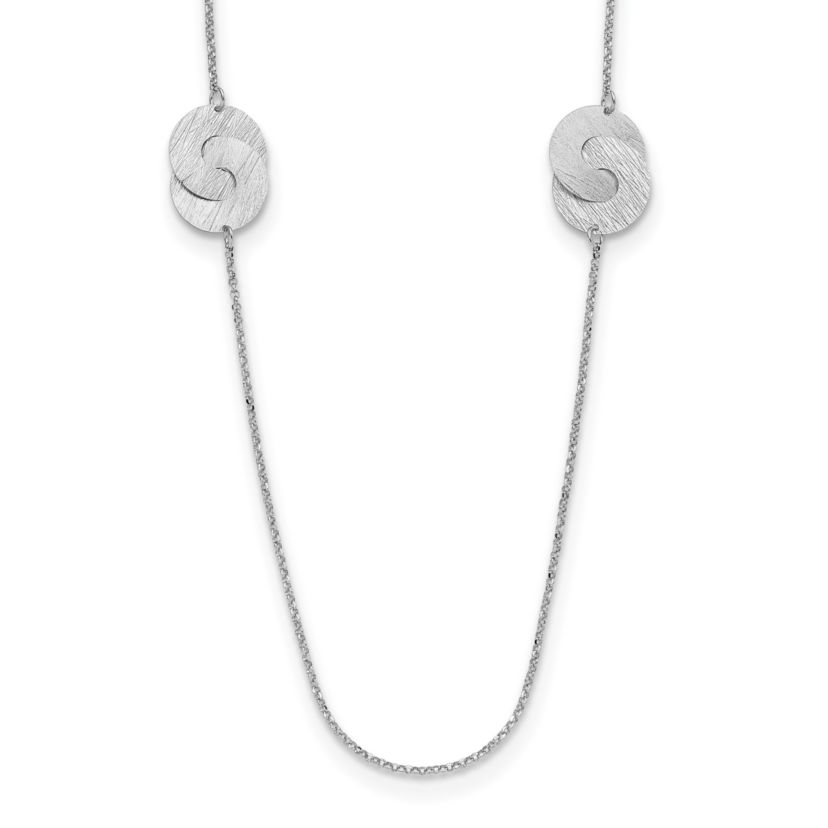Sterling Silver Rhodium-plated Etched Circles Necklace