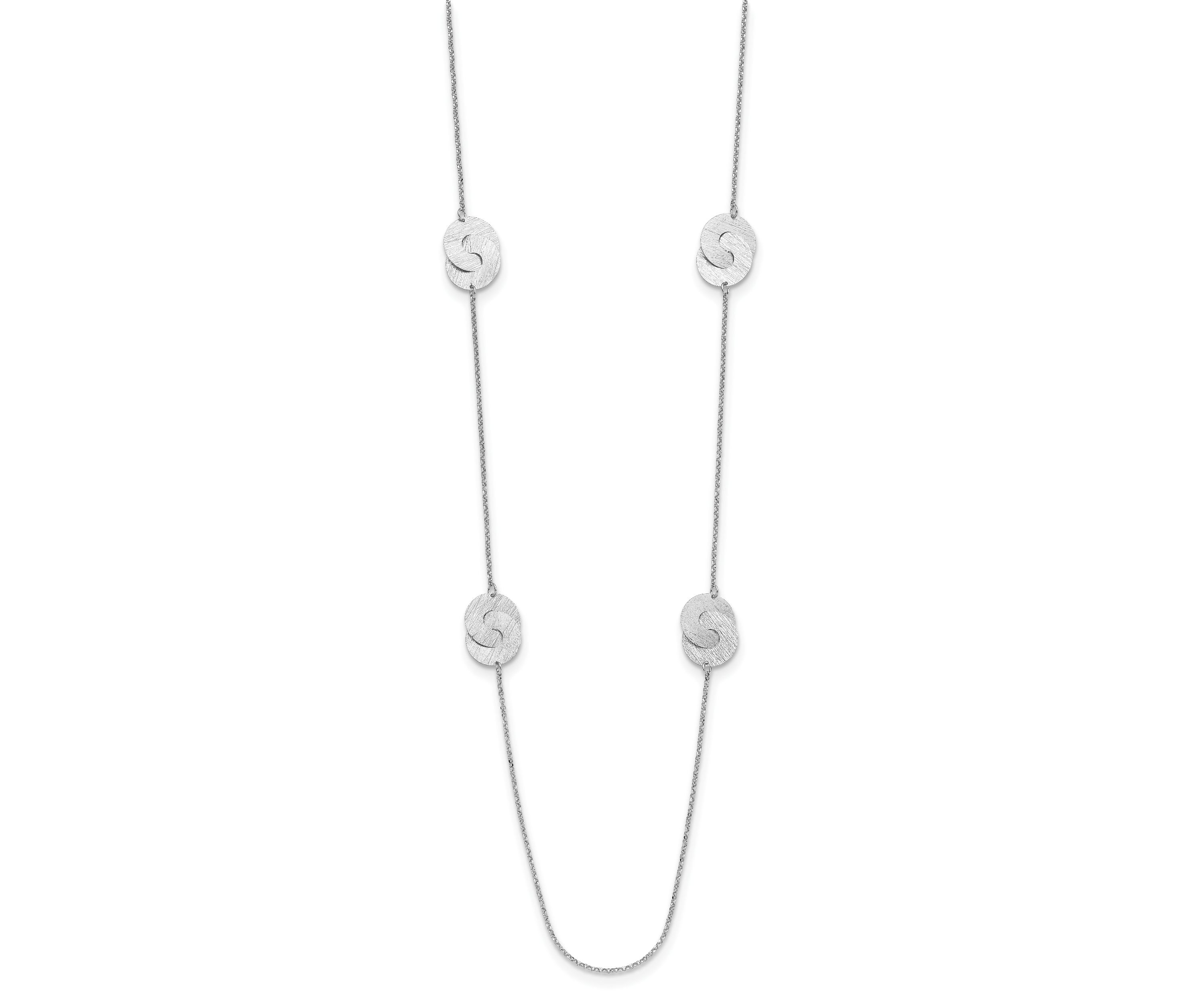Sterling Silver Rhodium-plated Etched Circles Necklace