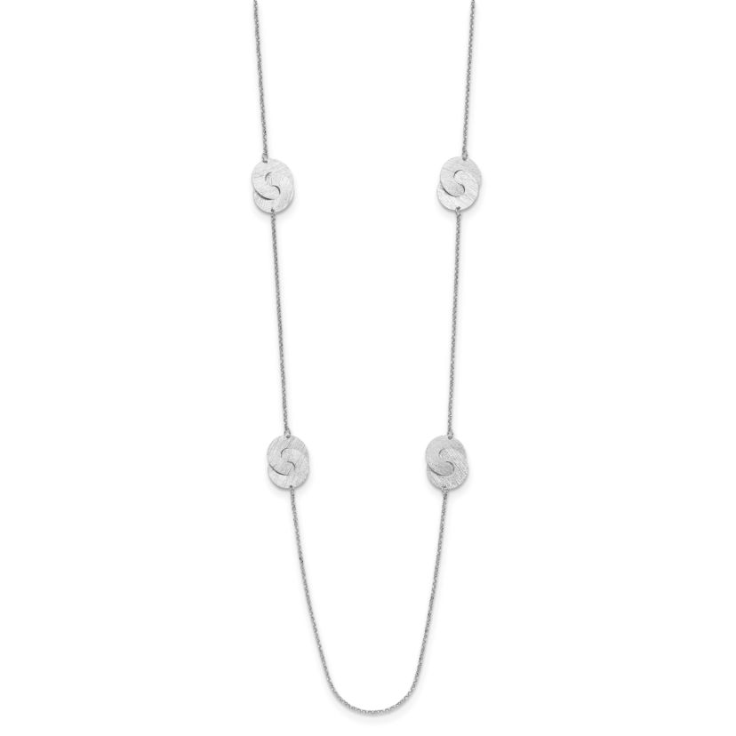Sterling Silver Rhodium-plated Etched Circles Necklace