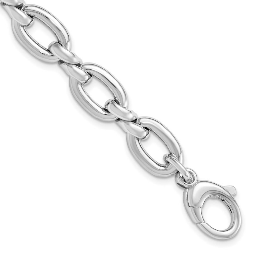 Sterling Silver Rhodium-plated Polished with 1 Inch Extension Link Bracelet
