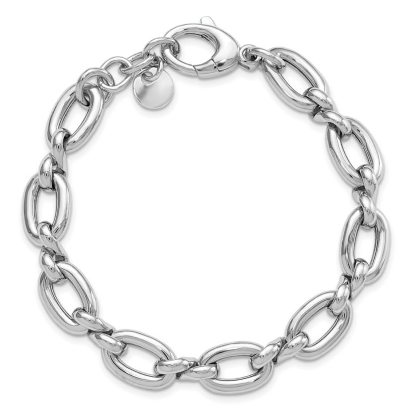 Sterling Silver Rhodium-plated Polished with 1 Inch Extension Link Bracelet