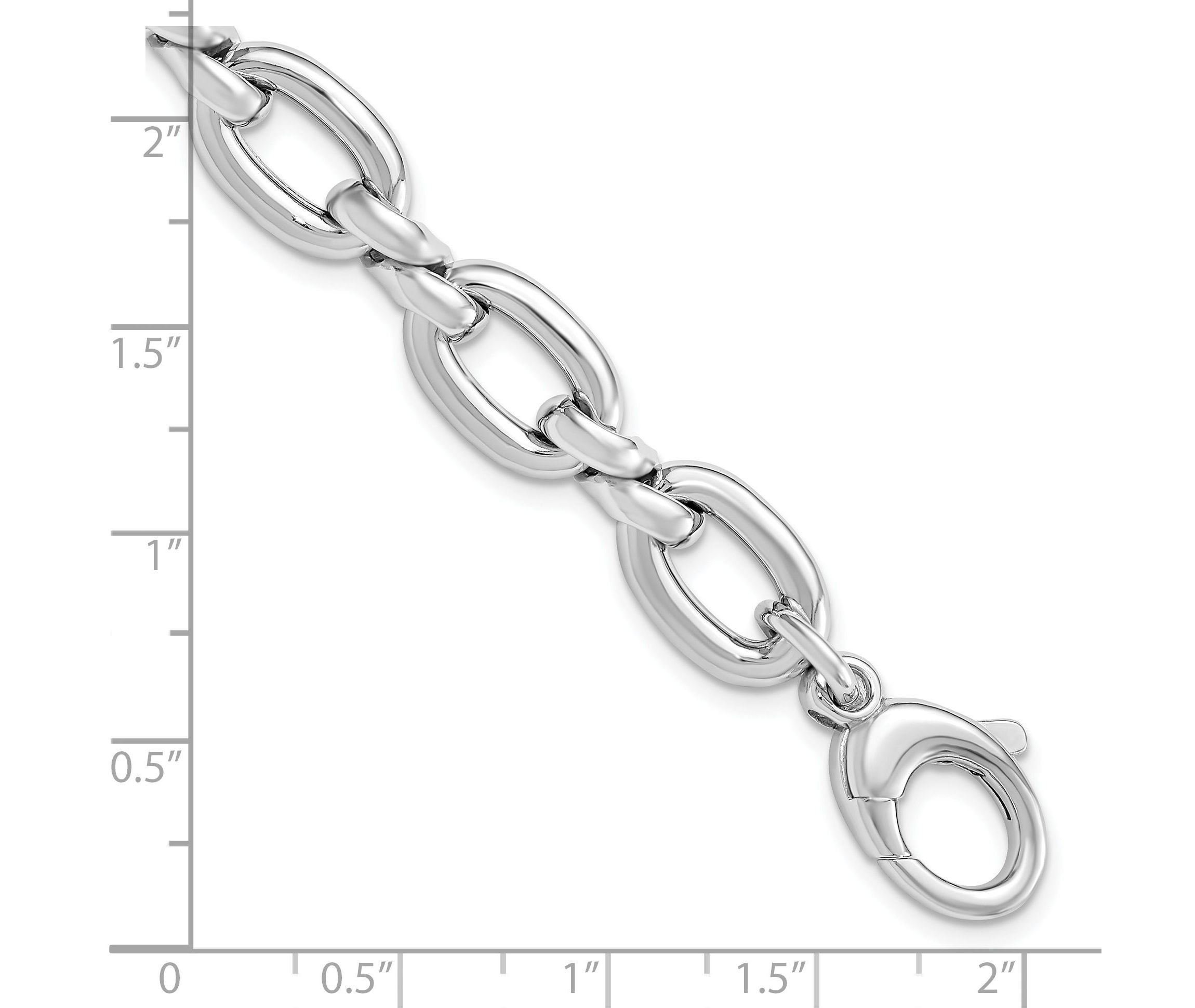 Sterling Silver Rhodium-plated Polished with 1 Inch Extension Link Bracelet