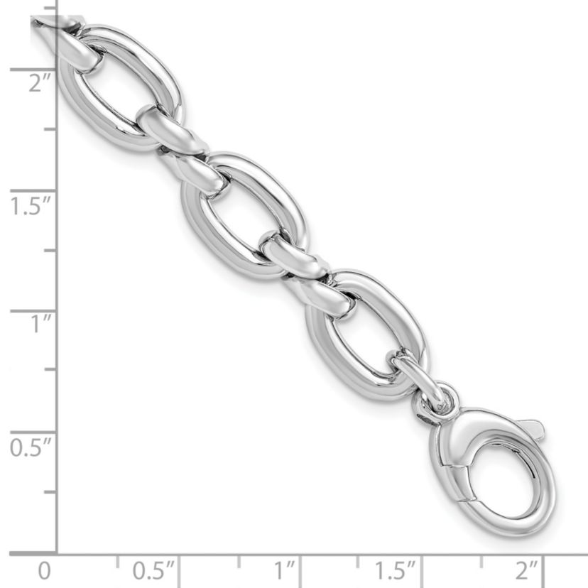 Sterling Silver Rhodium-plated Polished with 1 Inch Extension Link Bracelet