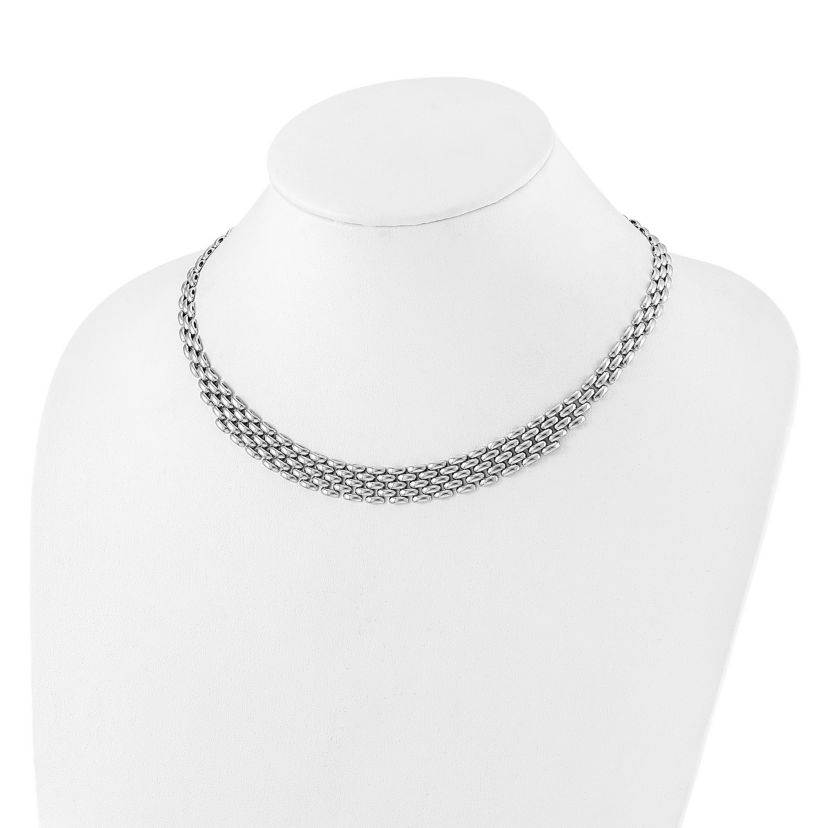 Sterling Silver Rhodium-plated Polished Fancy Link Necklace