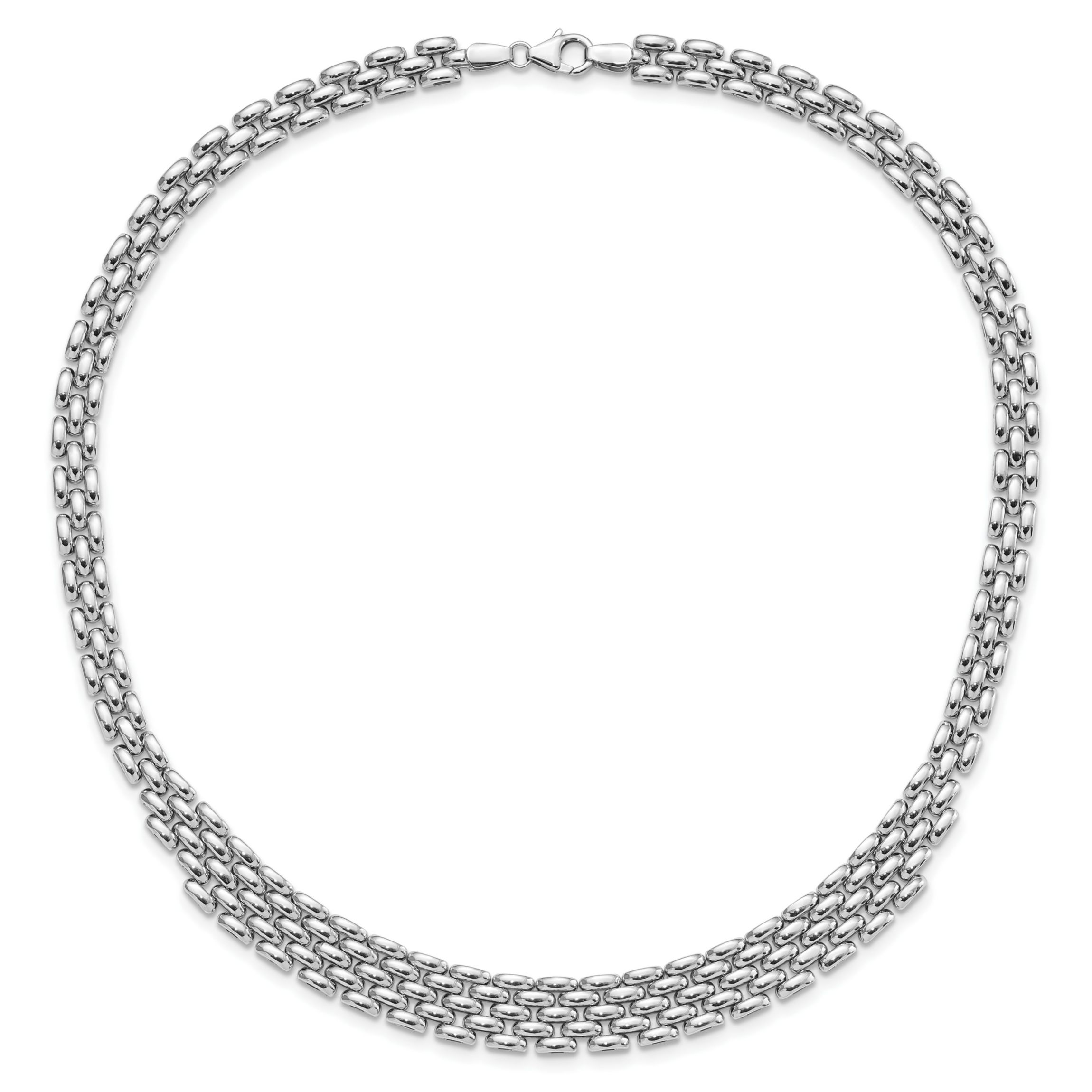 Sterling Silver Rhodium-plated Polished Fancy Link Necklace