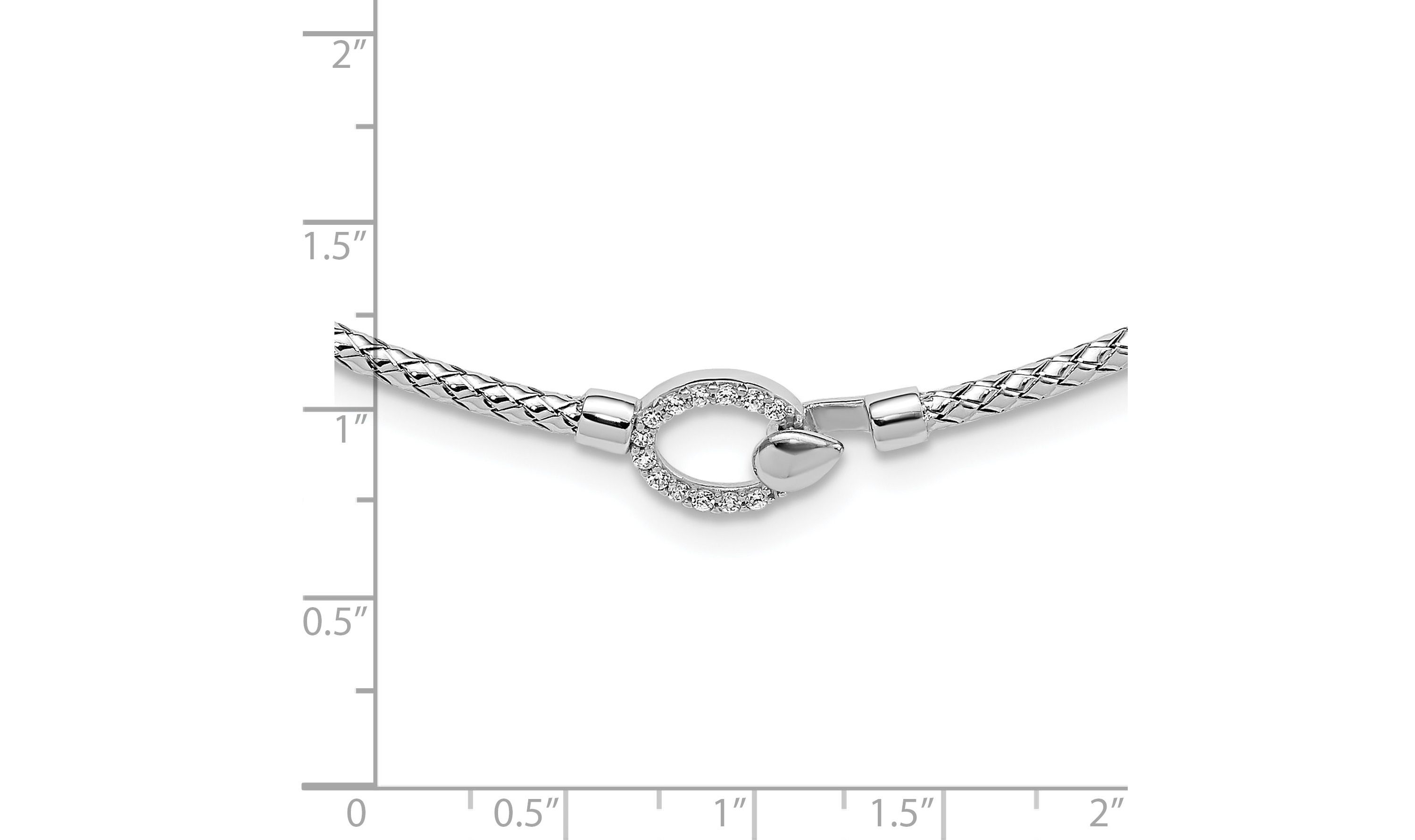 Sterling Silver Rhodium-plated Cubic Zirconia Polished Braid with 2-inch Extension Necklace