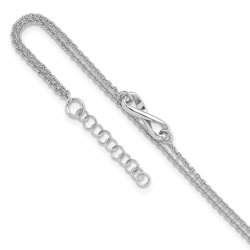 Sterling Silver Rhodium-plated Infinity  9 Inch Plus 1 Inch Extension Anklet