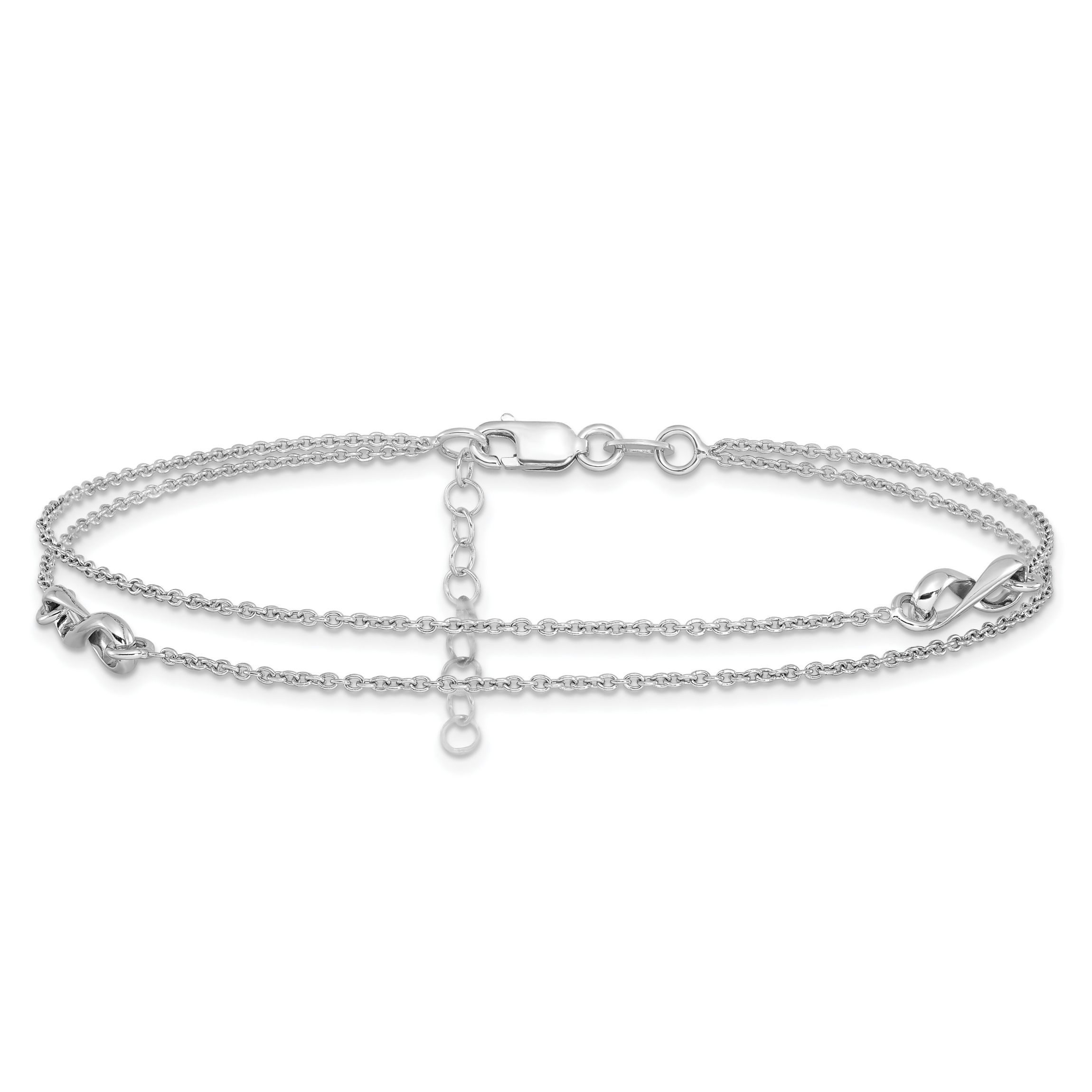 Sterling Silver Rhodium-plated Infinity  9 Inch Plus 1 Inch Extension Anklet
