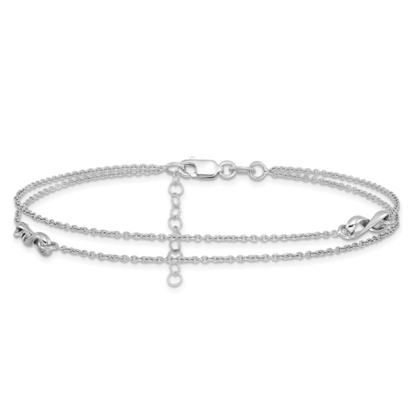 Sterling Silver Rhodium-plated Infinity  9 Inch Plus 1 Inch Extension Anklet
