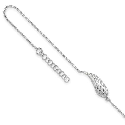 Belk & Co Sterling Silver Rhodium-plated Cubic Zirconia Angel Wing 9 Inch Plus 1 Inch Extension Anklet, White