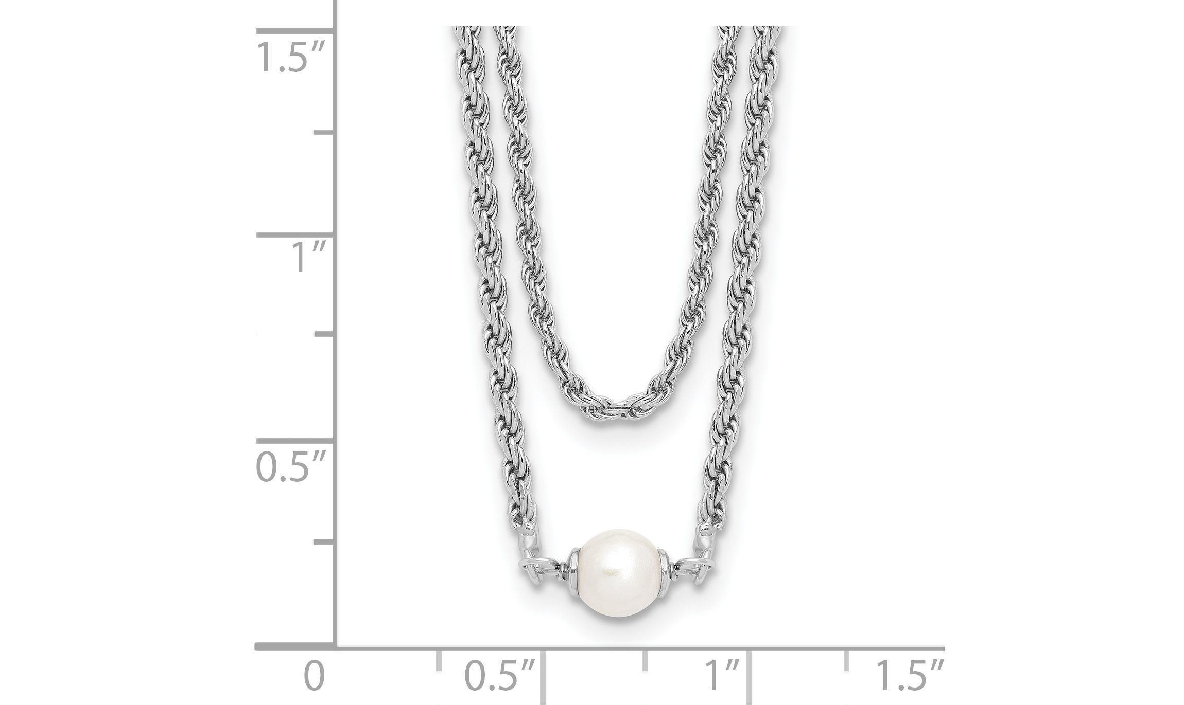 Sterling Silver Rhodium-plated Polish 2-strand Freshwater Cultured Pearl with 2-inch Extension Necklace