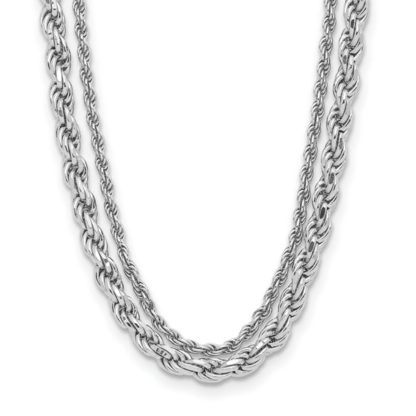 Sterling Silver Rhodium-plated Polished 2-Strand with 1.5-inch Extension Necklace