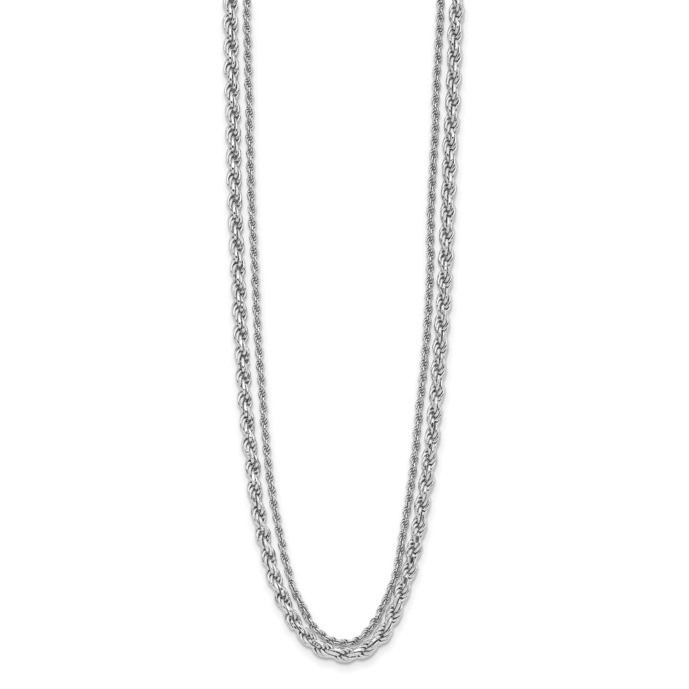 Sterling Silver Rhodium-plated Polished 2-Strand with 1.5-inch Extension Necklace