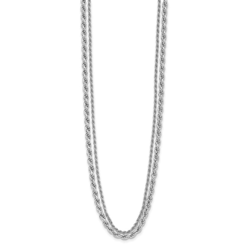 Sterling Silver Rhodium-plated Polished 2-Strand with 1.5-inch Extension Necklace