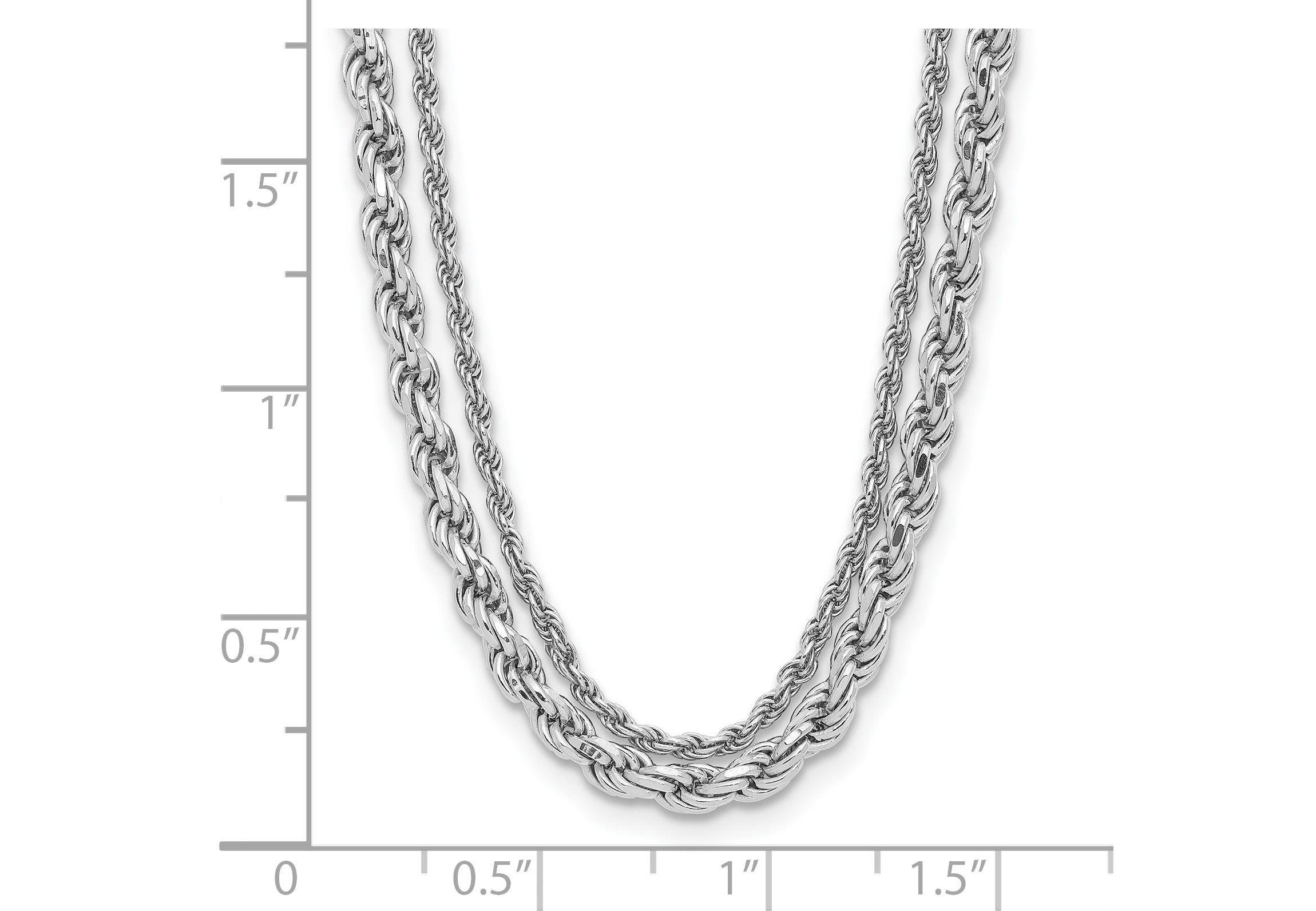 Sterling Silver Rhodium-plated Polished 2-Strand with 1.5-inch Extension Necklace