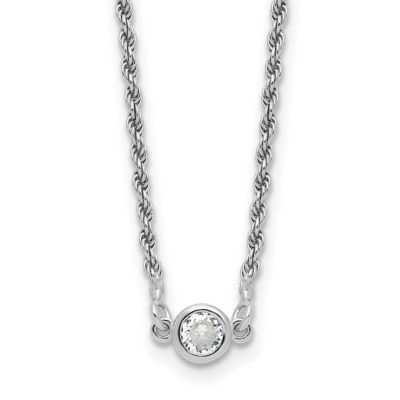 Belk & Co Sterling Silver Rhodium-plated Polished Cubic Zirconia with 1.5-inch Extension Necklace, White