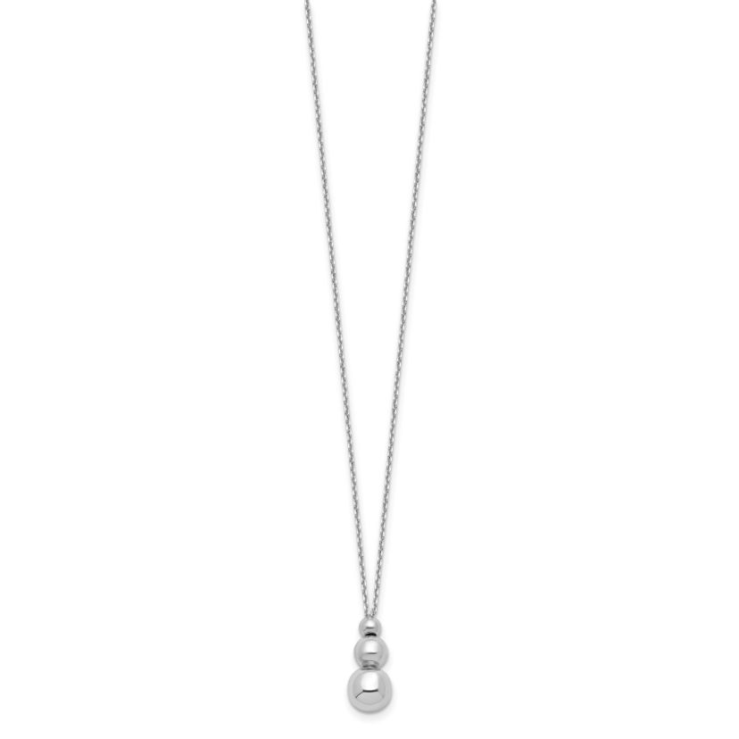 Sterling Silver Rhodium-plated Polished Beads with 1-inch Extension Necklace