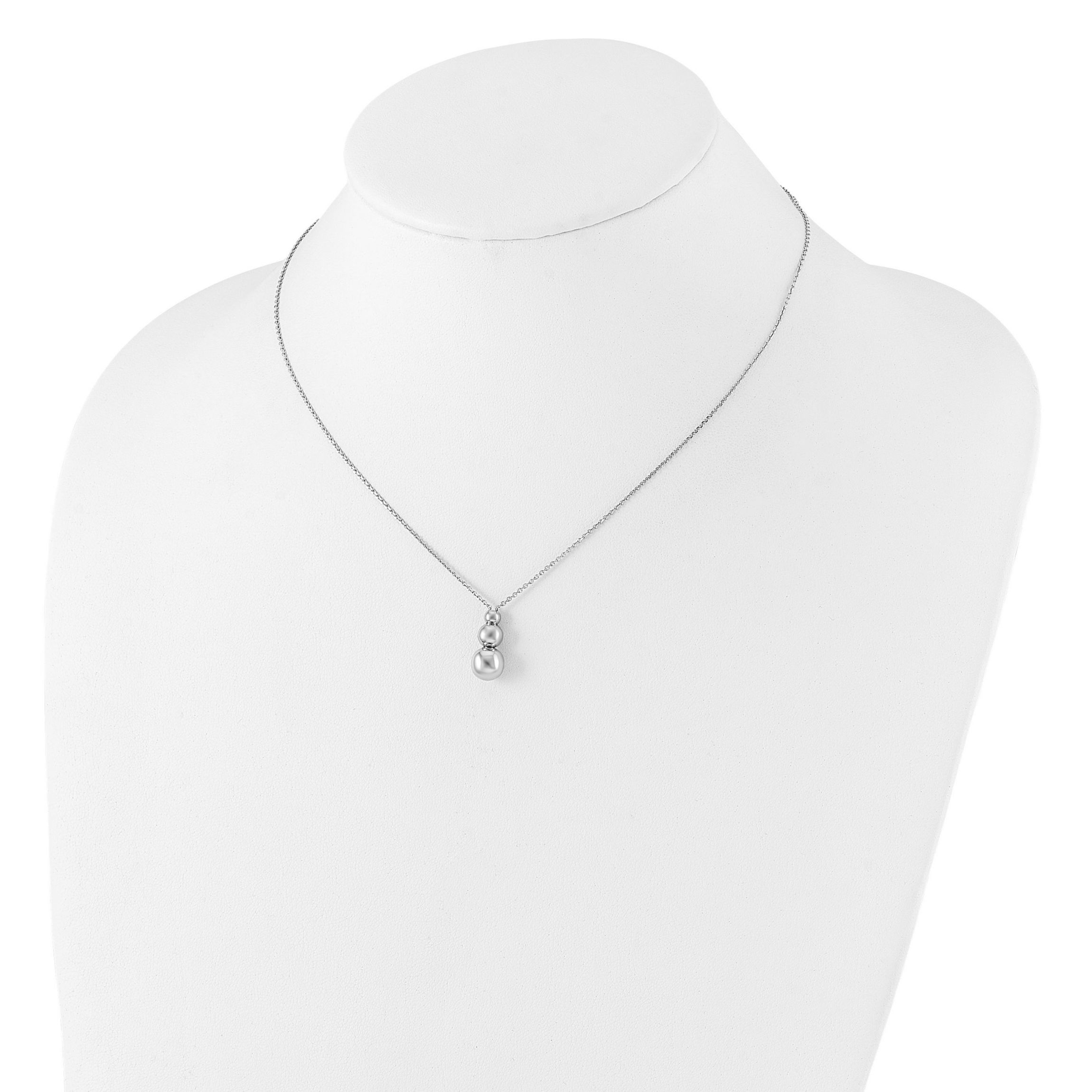 Sterling Silver Rhodium-plated Polished Beads with 1-inch Extension Necklace